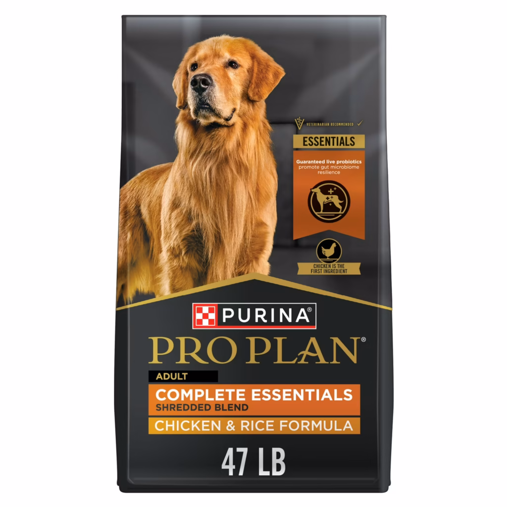 Purina Pro Plan Complete Essentials Shredded Blend Chicken and Rice Dog Food Dry Formula with Probiotics for Dogs - 47 lb. Bag