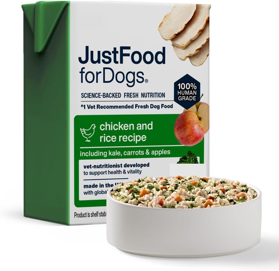 JustFoodForDogs Pantry Fresh Wet Dog Food, Complete Meal or Topper, Chicken & White Rice Human Grade Recipe - 12.5 oz (Pack of 6)