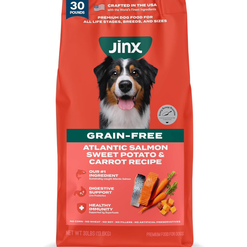 Jinx Grain Free Dry Dog Food - Real Salmon, Sweet Potato & Carrot, 30lb